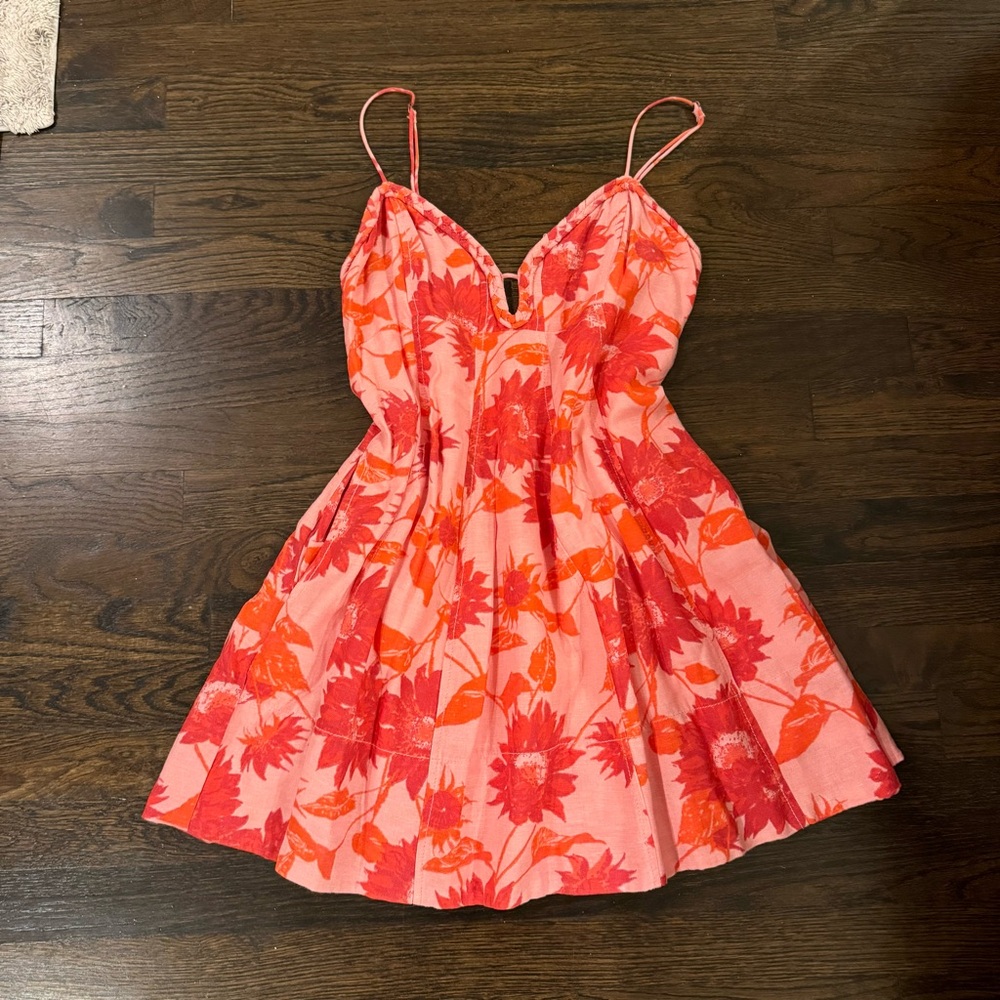 Free People Coral Patterned Dress
